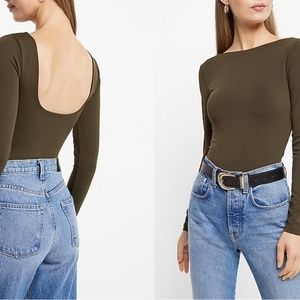 Compression Long Sleeve Scoop Back Bodysuit